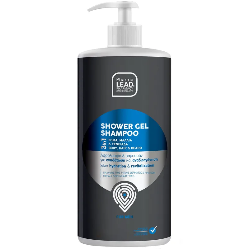 Pharmalead Men’s Shower Gel Shampoo 1Lt Ανδρικό Αφρόλουτρο & Σαμπουάν 3 σε 1 για Ενυδάτωση & Αναζωογόνηση 1Lt