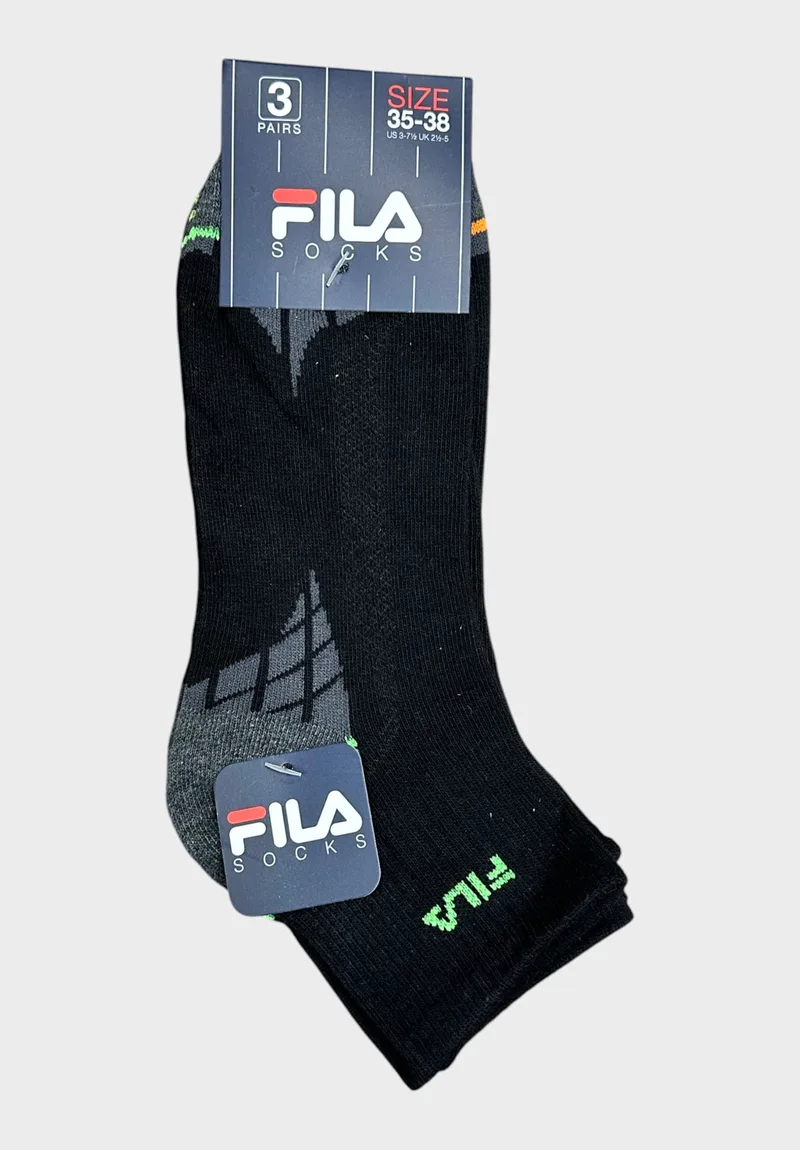 Παιδικές Κάλτσες Αγοριών FILA Ημίκοντες 3pack Fashion Black F2115-229-Μαύρο
