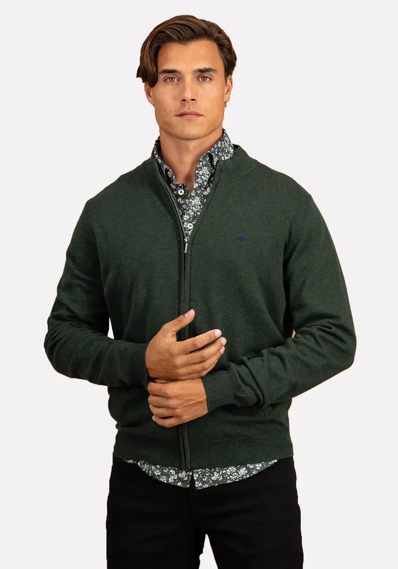 Fynch Hatton Ζακέτα της σειράς Cardigan Zip - 1514 212 737 Dark Ivy