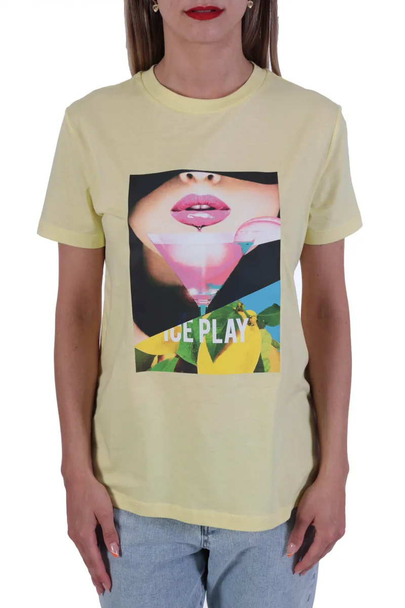 ICE PLAY T-SHIRT ΛΑΙΜΟΚΟΨΗ ΣΤΑΜΠΑ ΛΟΓΟΤΥΠΟ ΚΙΤΡΙΝΟ