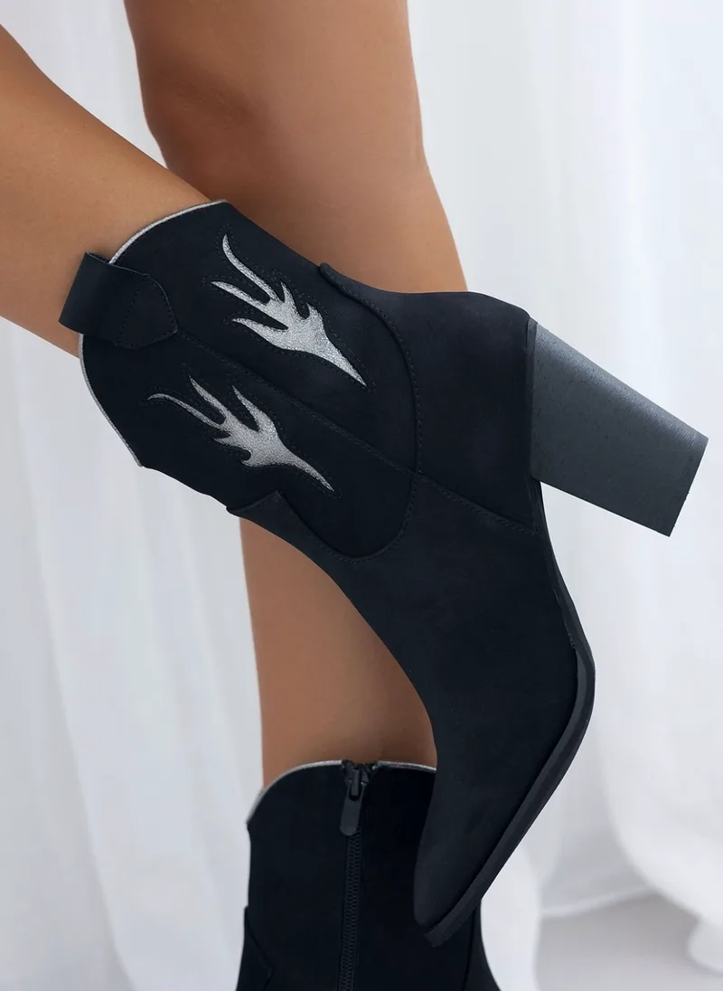 ERYNN Suede Cowboy Boots Bicolor - M665 - Black/Silver