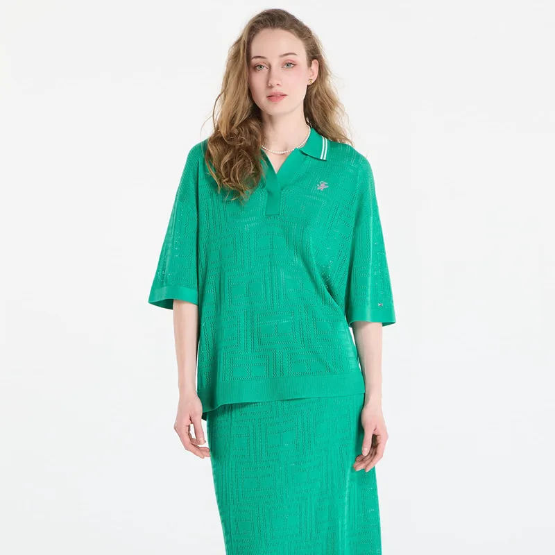 Μπλουζάκι Tommy Hilfiger Swimshop Viscose Silk Open Polo Jade Wink S