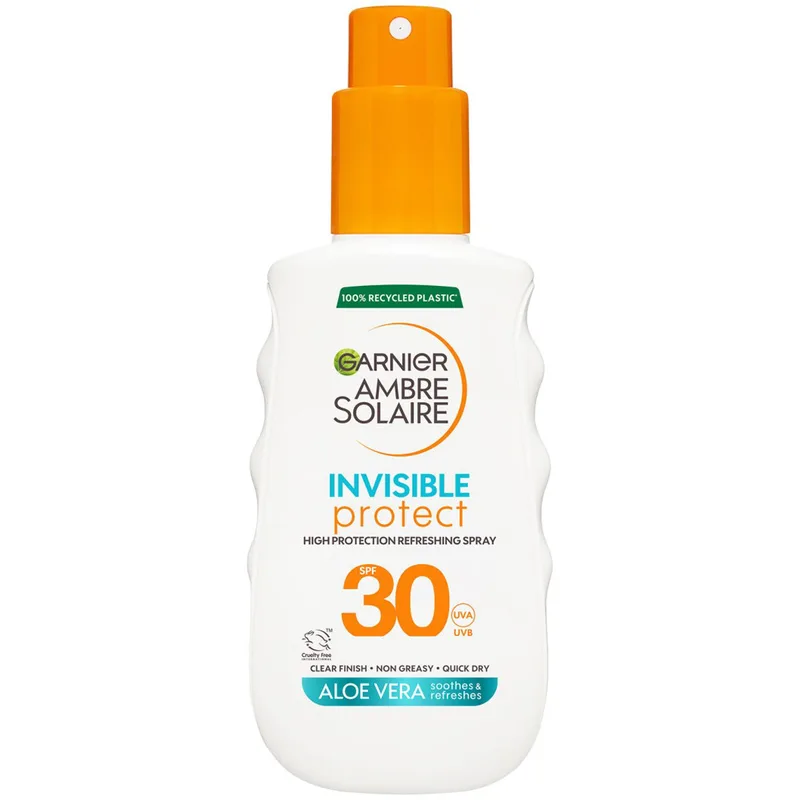 Garnier Ambre Solaire Invisible Protect Spray Spf30 Αόρατο Αντηλιακό Σπρέι Υψηλής Προστασίας με Αλόη 150ml