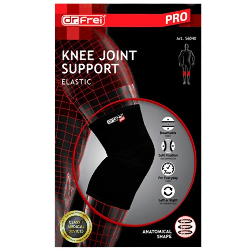 Dr. Frei Knee Joint Support Elastic Αμφιδέξια Επιγονατίδα Ελαστική Καθημερινής Χρήσης Μαύρο 1 Τεμάχιο - Medium