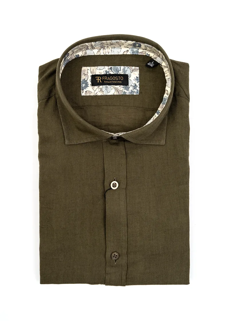 Fragosto Λινό Πουκάμισο της σειράς Exclusive - SS21CS02 005 Khaki