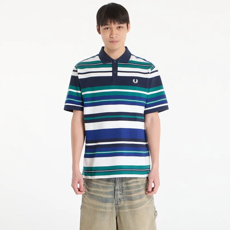 Μπλουζάκι FRED PERRY Striped Relaxed Polo Shirt Deep Mint XL