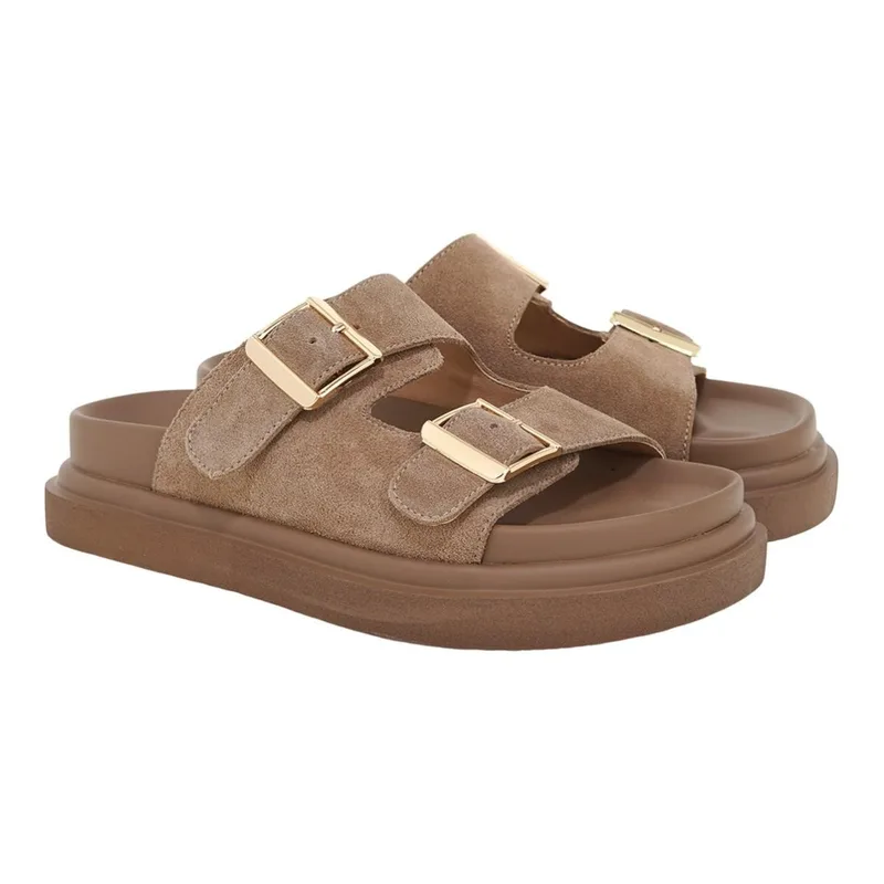 EXE Shoes Γυναικεία Παντόφλας FLATFORMS 03R-232 Μπέζ Σκούρο Καστόρι W403R232238Z