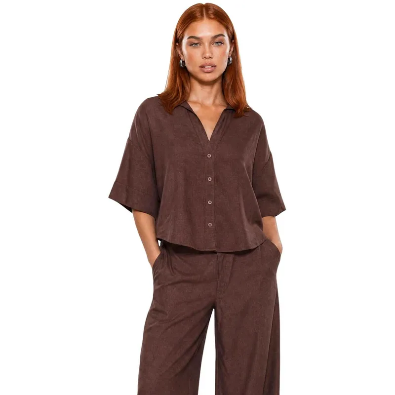 Πουκάμισο με κοντά μανίκια I Am Camicia Lino Maniche Ampie 17501
