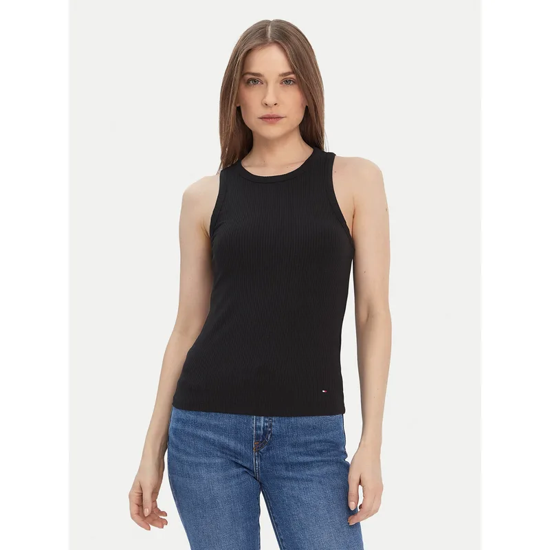 Tommy Hilfiger Τοπ WW0WW38635 Μαύρο Slim Fit