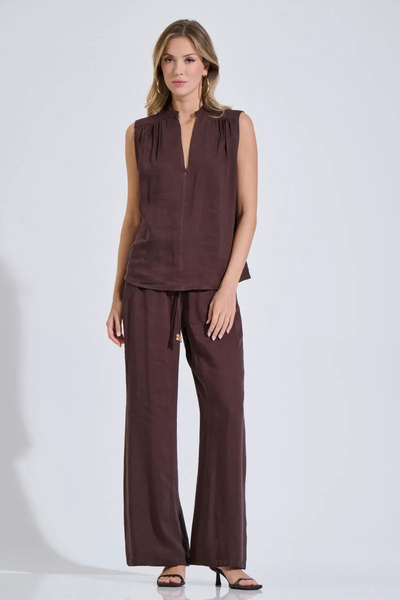Bill Cost γυναικεία παντελόνα με ελαστική μέση Relaxed Fit - 10-280574-0 Καφέ