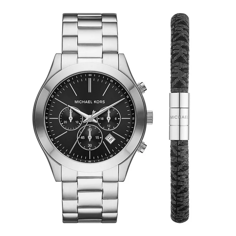 MICHAEL KORS Slim Runway Gift Set Silver Stainless Steel Bracelet MK1056SET