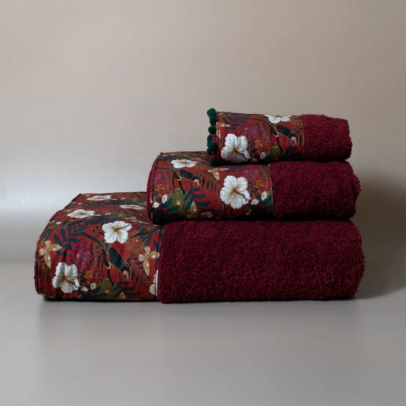 Πετσέτα Χεριών (30x50) White Fabric Forest Bordeaux 600gsm