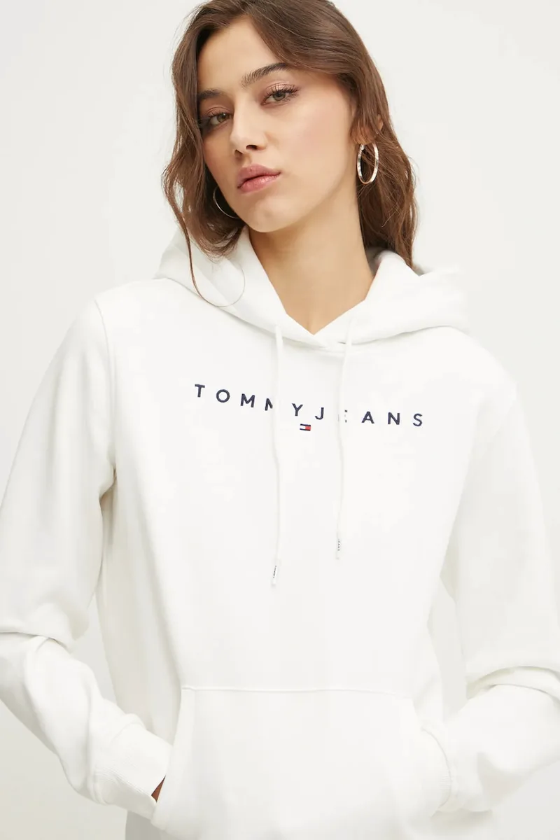 Tommy Jeans Μπλούζα με κουκούλα γυναικεία βαμβακερή με ελαστάν