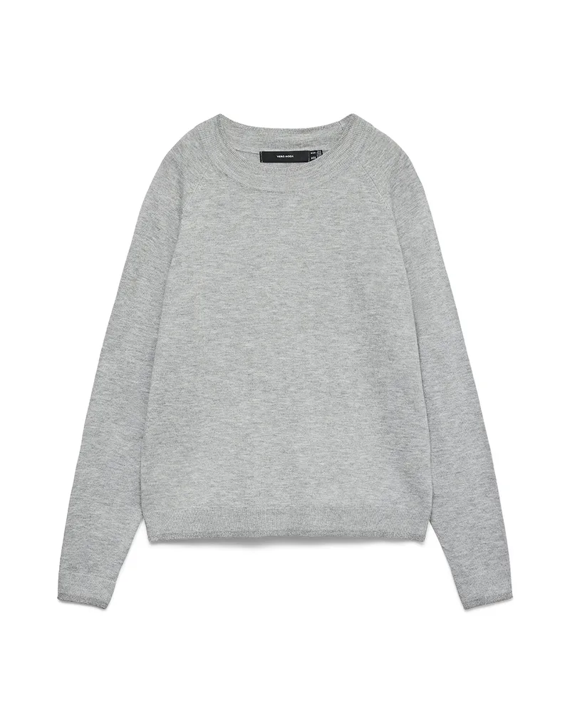 VERO MODA VMHAPPINESS LS RAGLAN PULLOVE GA BOO REP 10296206-Light Grey MelangeSILVERLUREXCONTRAST LightGray