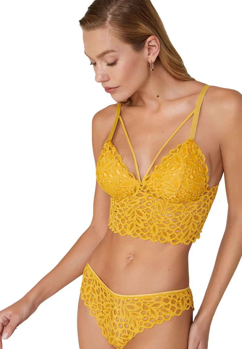 Σετ Bralette - Brazil Δαντελένια Liona Dusty Yellow CA319G