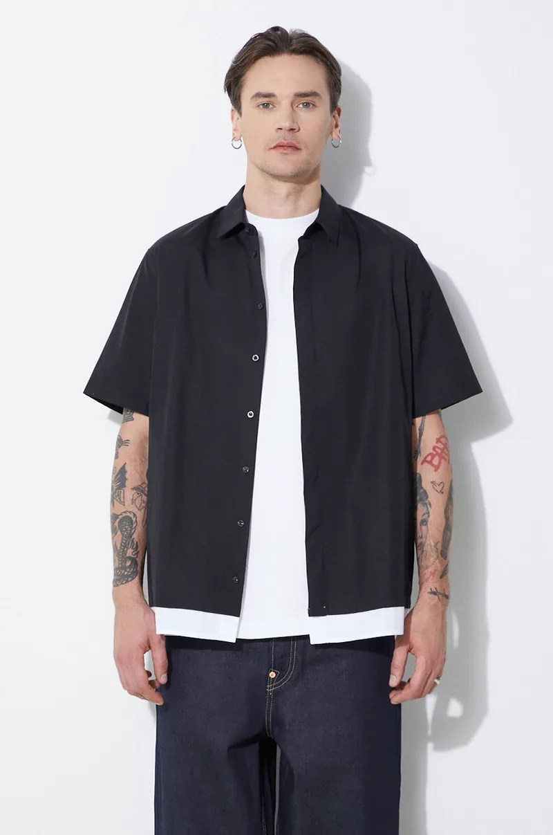 Βαμβακερό πουκάμισο Neil Barrett Loose Double Layer Short Sleeve Shirt