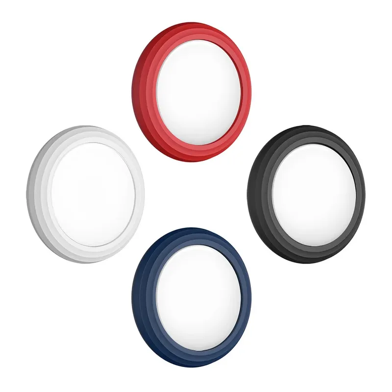 (4 Pack) ESR AirTag Stick-On Silicone Holder Black/White/Red/Blue