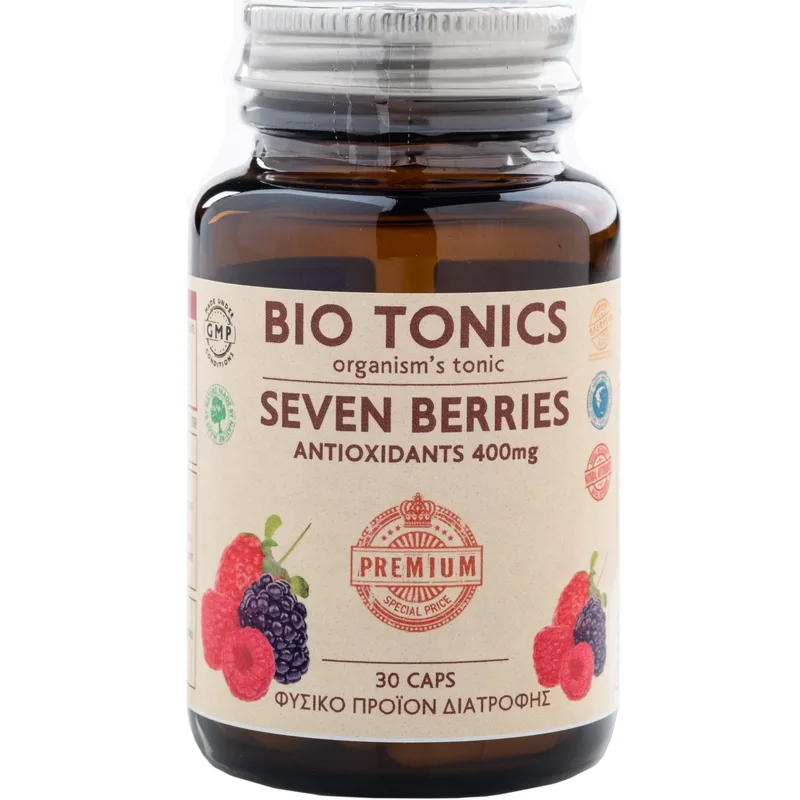 Bio Tonics Severn Berries Antioxidants 400mg Συμπλήρωμα Διατροφής Εκχυλίσματος 7 Διαφορετικών Μούρων Πλούσιο σε Βιταμίνες, Μέταλλα & Ιχνοστοιχεία για την Καλή Υγεία Μαλλιών, Νυχιών & Δέρματος, Ενίσχυση Ανοσοποιητικού & Καλή Υγεία Ουροποιητικού με Ισχ