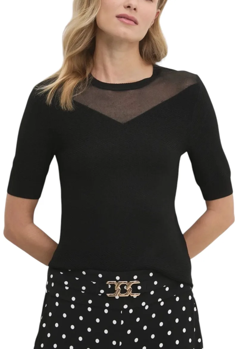 Μπλούζα Κοντομάνικη DKNY Πλεκτή P4KSAU06-BLK Γυναικείο