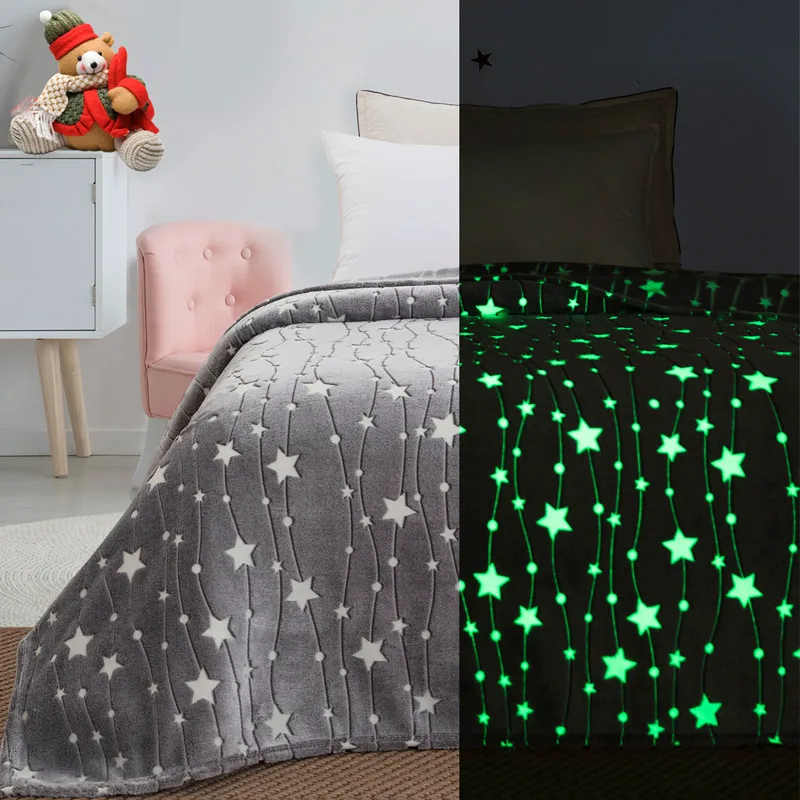 Φωσφοριζέ Κουβέρτα Fleece Μονή 160x220 Beauty Home 6136 Stars 160x220