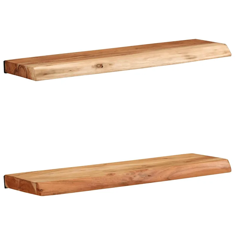 vidaXL Ράφια Τοίχου 2 τεμ. 60x20x3,5 εκ. από Μασίφ Ξύλο Ακακίας