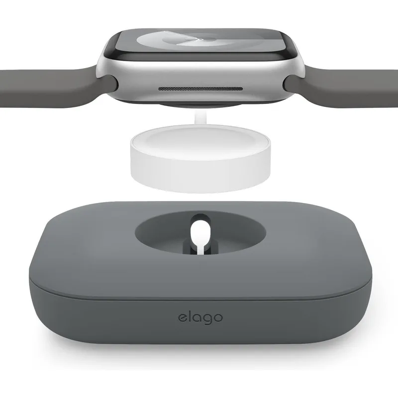 Βάση Elago Magnetic Charger Pad Premium Σιλικόνης για Φορτιστή Apple Watch / AirPods & Samsung Galaxy Watch 7 / 6 / 5 - Dark Grey (EAWPAD-WT-DGY)