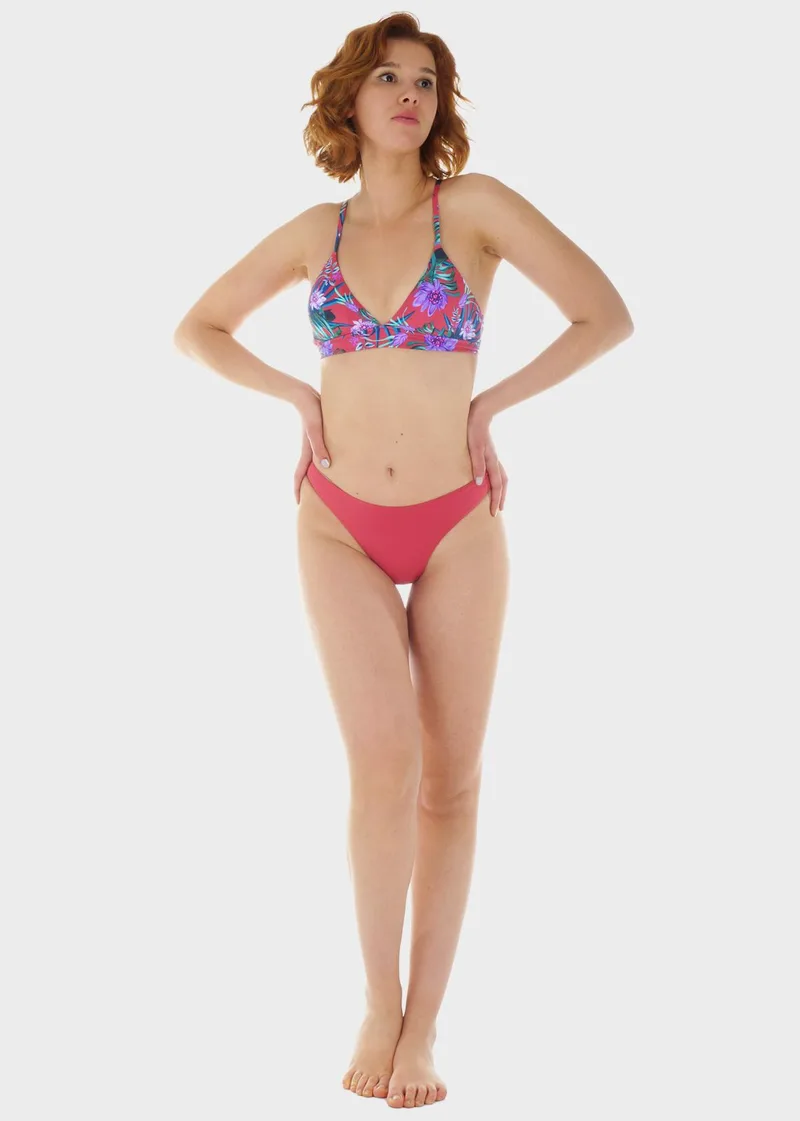 Γυναικείο σετ μαγιό bikini αποσπώμενη επένδυση slip παρτό μονόχρωμο.Καλύπτει B CUP ΣΑΠΙΟ ΜΗΛΟ