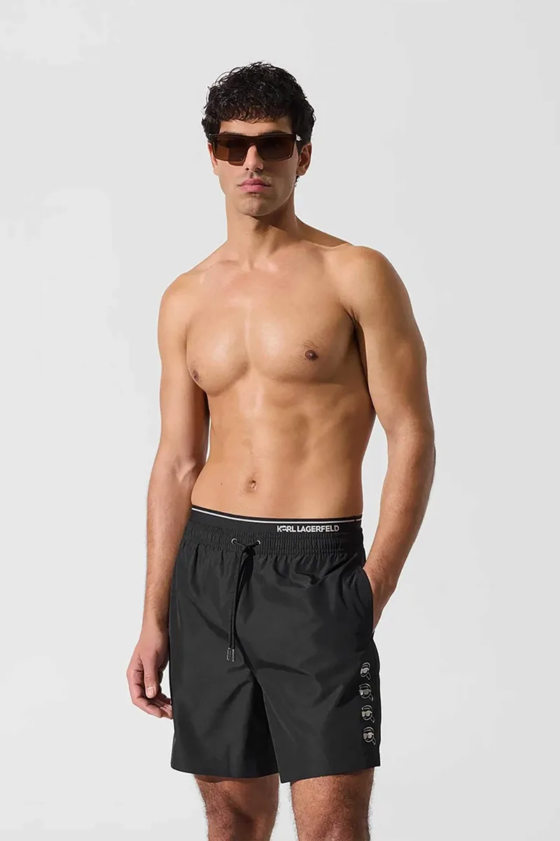 Karl Lagerfeld ανδρικό μαγιό σορτς με Ikon fusion logo - B2M46039 Μαύρο