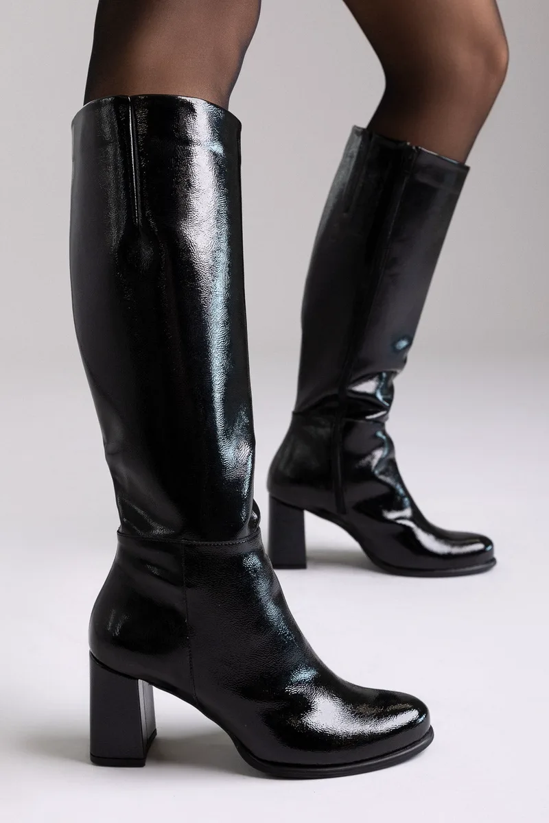 RAGAZZA Block Heel Boots - 0710 - Black Patent
