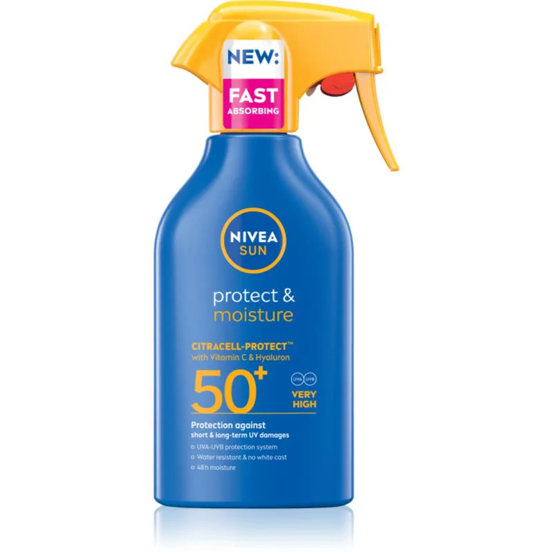 NIVEA SUN Protect & Moisture ενυδατικό αντηλιακό σπρέι SPF 50+ 250 ml
