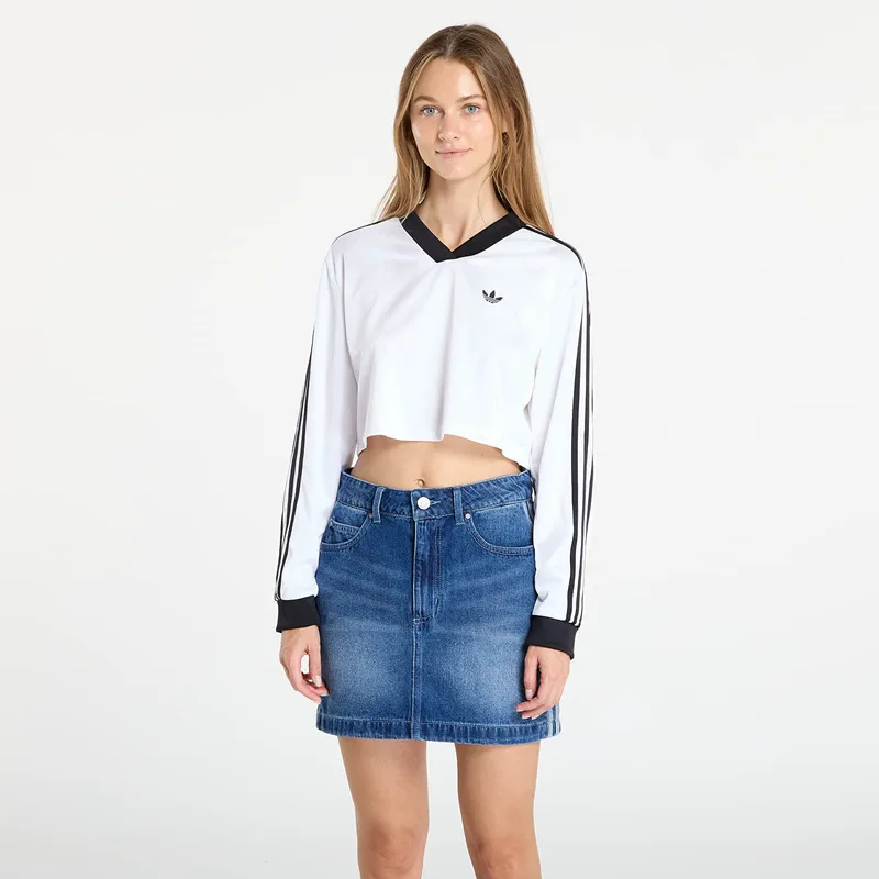 T-shirt adidas Adicolor Football Jacquard Crop Long-Sleeve Top White L