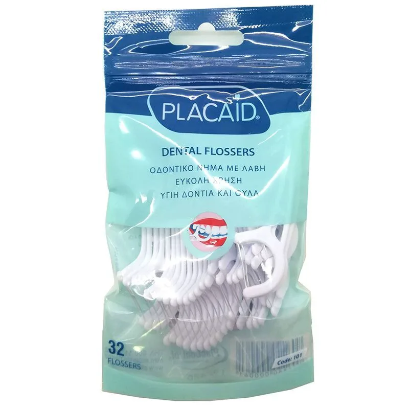 Plac Aid Dental Flossers Οδοντικό Νήμα με Λαβή για Εύκολη Χρήση 32 Τεμάχια