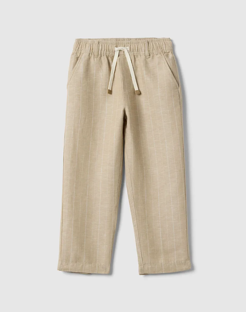 OVS COTTON LINEN TROUSERS 2573903-SANDSHELL Biege
