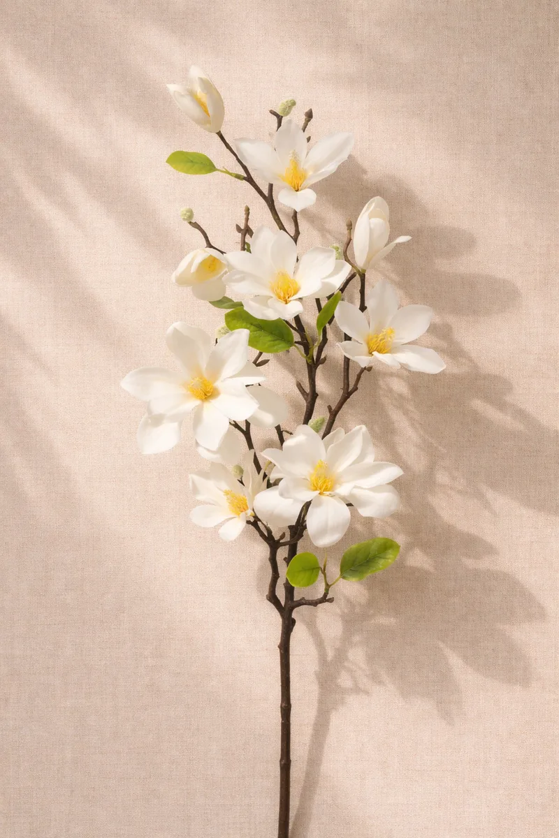 Κλαδι Μανολιας Με Λευκα Ανθη 0x0x82cm Μονόχρωμο Evergreens