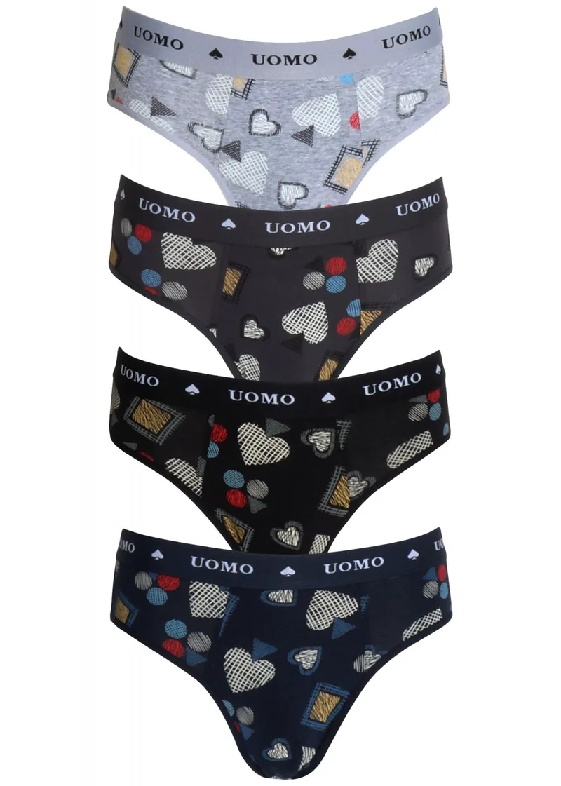 Aνδρικό slip εξωτερικό λάστιχο all print. Συσκευασία 4pack MULTI COLOUR