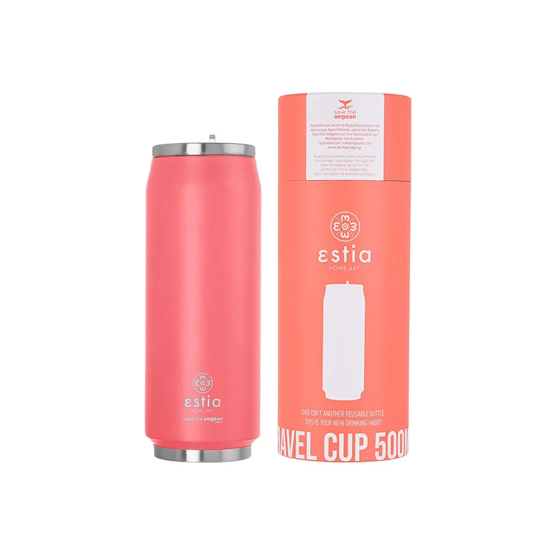 ΘΕΡΜΟΣ COFFEE CUP SAVE THE AEGEAN 500ml CORAL PASTEL 01-9878, ESTIA