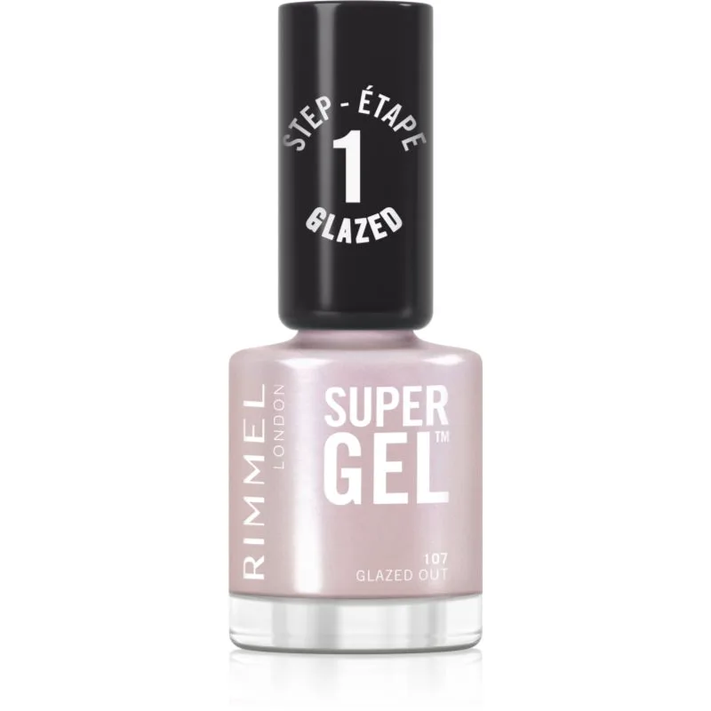 Rimmel Super Gel τζελ βερνίκι νυχιών χωρίς τη χρήση των UV/LED λαμπτήρων απόχρωση 107 Glazed Out 12 ml