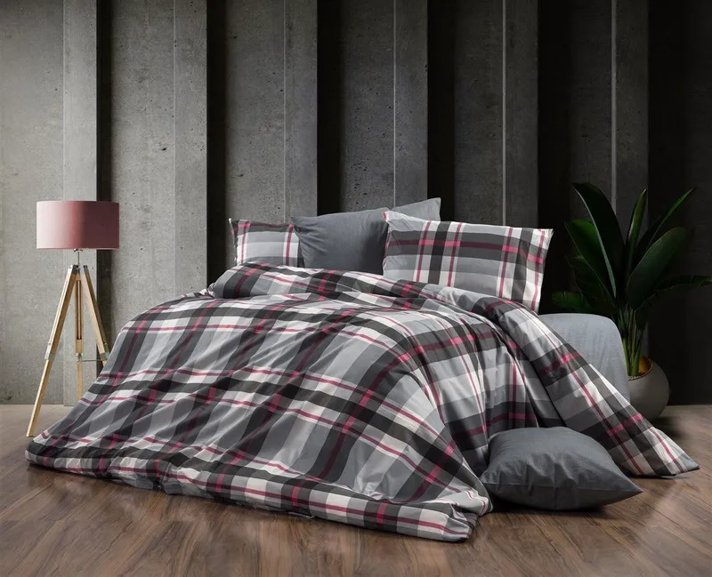 Σετ Σεντόνια King Size 4 Τεμαχίων Dimcol Εκάβη 424 240x270 Grey-Bordeaux