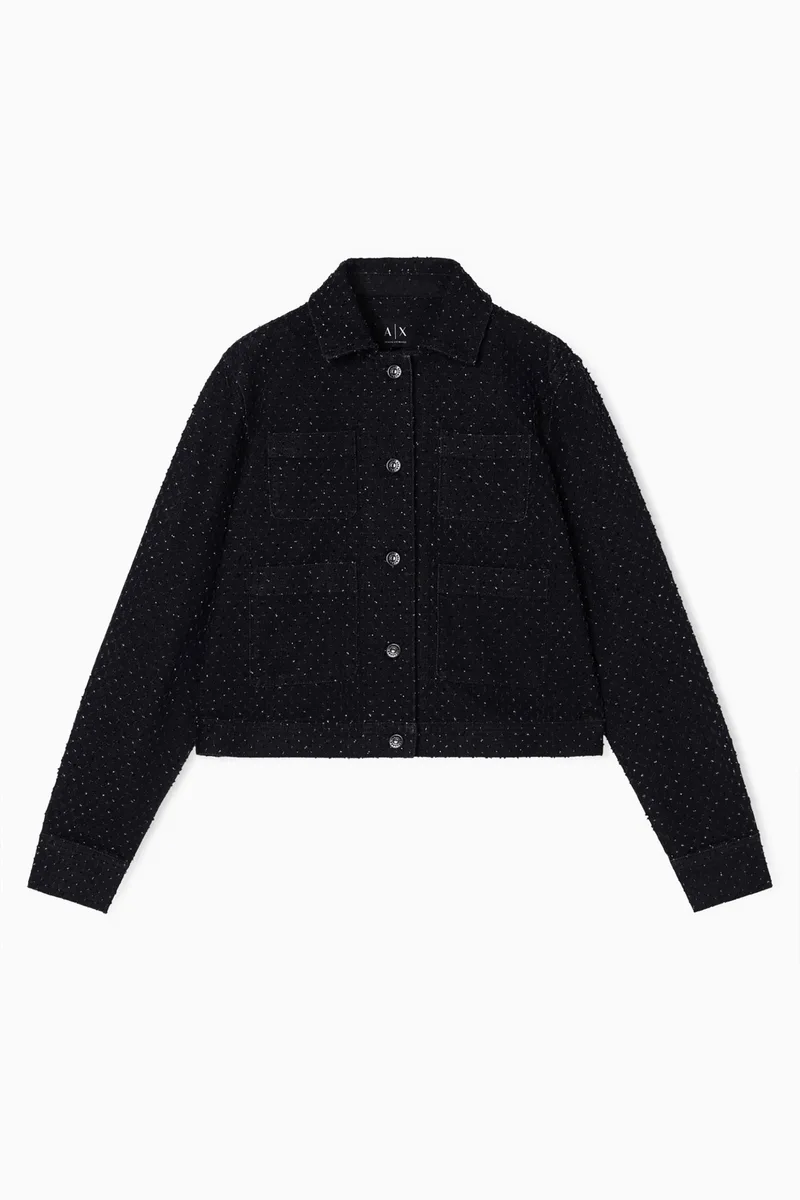 Armani Exchange γυναικείο denim μπουφάν με στρας - XW001820AF18855 Μαύρο