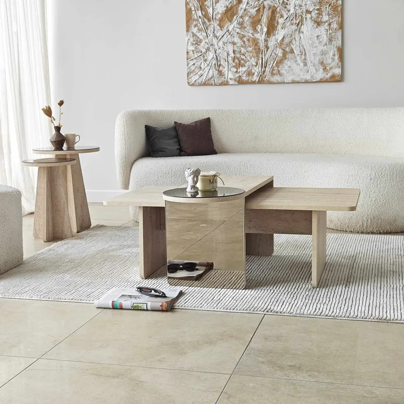 Τραπεζάκια Ζιγκόν (Σετ 4 Τμχ) Luna - Travertine 552Nos2586 (82x40x33 cm)