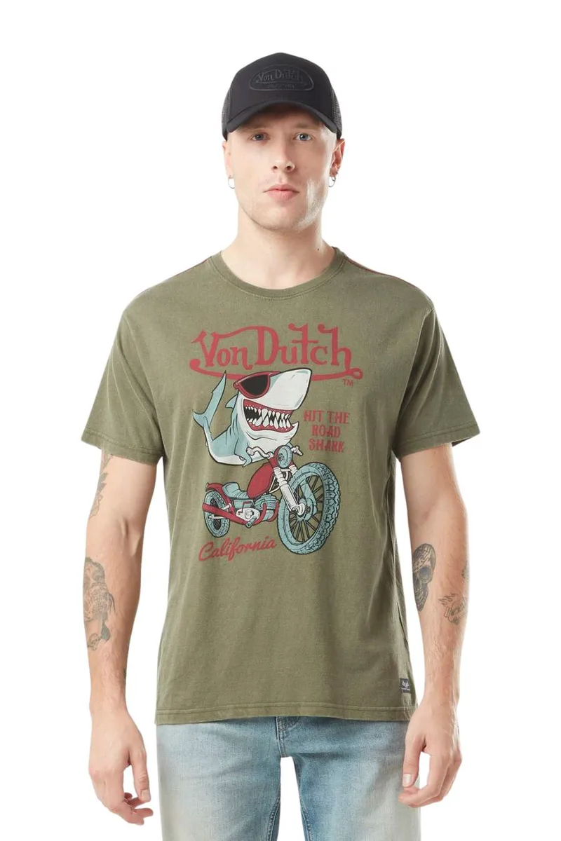 VON DUTCH T-SHIRT ΑΝΤΡΙΚΑ VD/1/TR/SHARK/K - KHAKI-VD/1/TR/SHARK/K-KHAKI