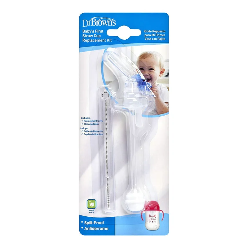 Dr. Brown's Baby's First Straw Cup Replacement Kit Ανταλλακτικό Καλαμάκι & Βουρτσάκι Καθαρισμού για Κύπελλο 17/TC073, 1 Τεμάχιο