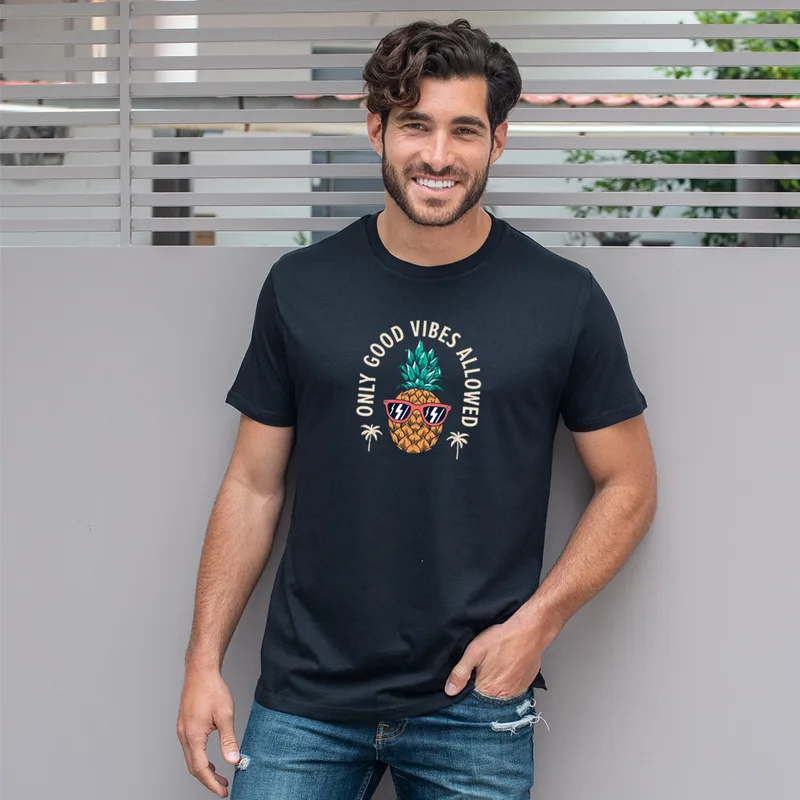 Good Vibes - Organic Vegan T-Shirt Unisex - Μαύρο - XL