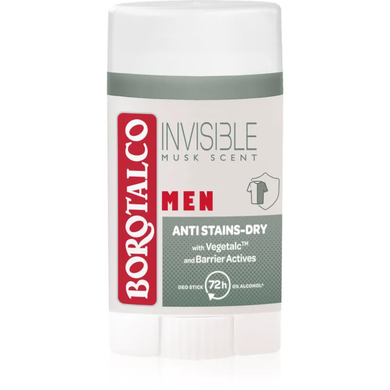 Borotalco MEN Invisible αποσμητικό ρολλ-ον κατά των λευκών και κίτρινων κηλίδων για άντρες αρώματα Musk Scent 40 μλ