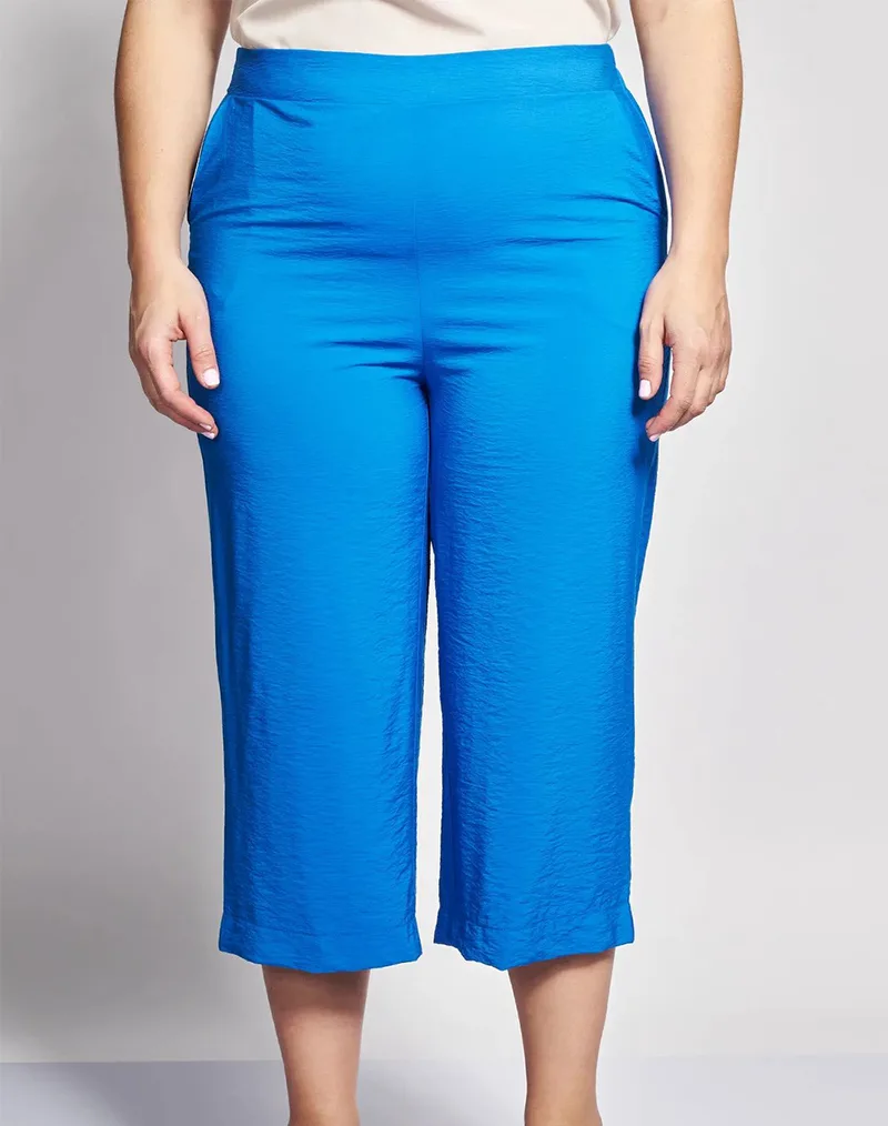 PARABITA Cropped παντελόνα σε όψη λινού 012610295797-038 RoyalBlue