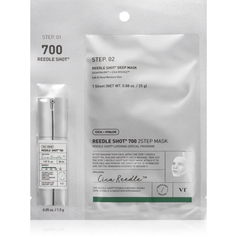 VT Cosmetics Reedle Shot 700 2-Step Mask εντατικά αναζωογονητική μάσκα για θεραπεία επιδερμίδας δύο φάσεων 26.5 γρ