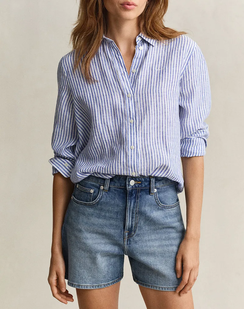 GANT ΠΟΥΚΑΜΙΣΟ ΜΜ REG STRIPED LINEN LS SHIRT 3GW4300621-417 Blue