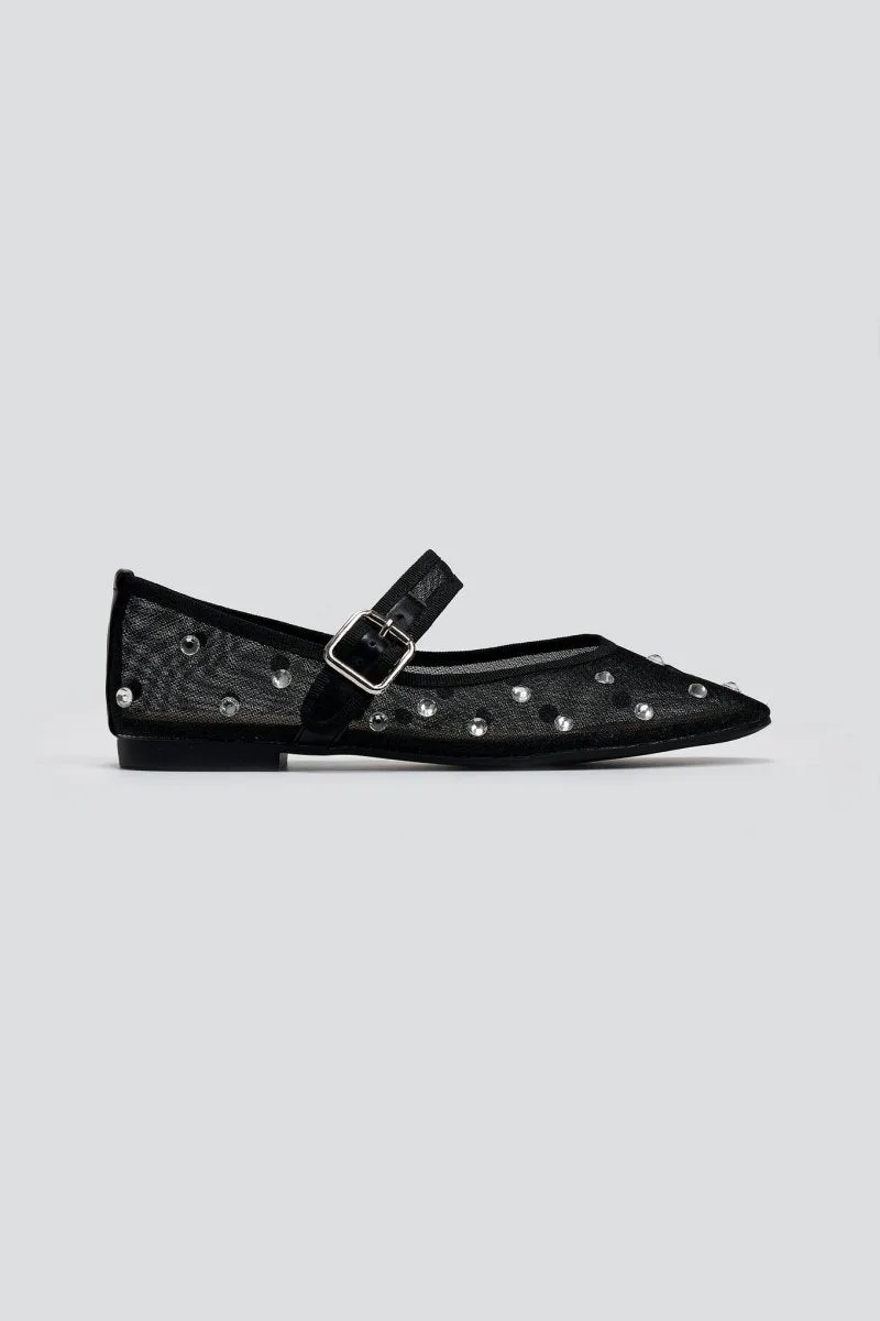 ERYNN Transparent Rhinestone Ballerinas - 333-292 - Black