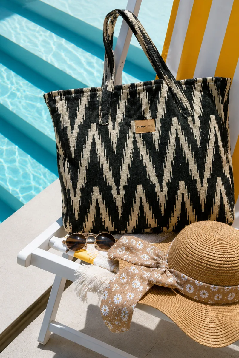 Τσαντα Θαλασσης Chevron Jacquard Nima 60x0x46cm Μονόχρωμο