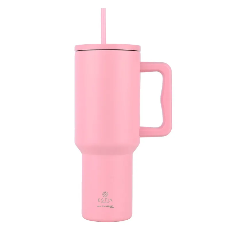 Estia Θερμός Straw Tumbler Xl Save The Aegean 1200Ml Blossom Rose